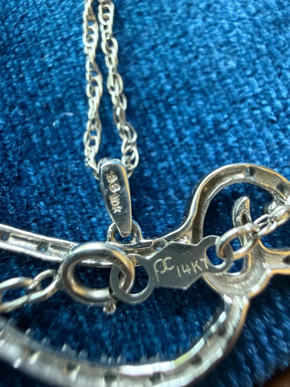 10K White Gold Diamond Dachshund Pendant on 14K White Gold Chain